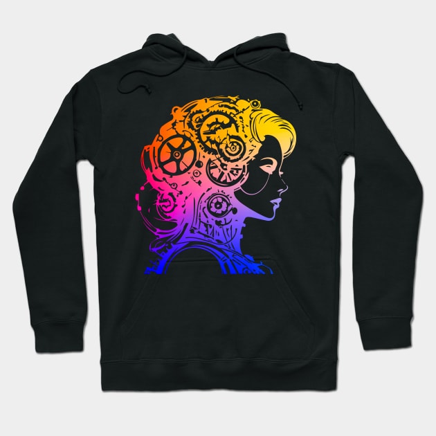 Woman's Face - Colorful Graphic Design Hoodie by Well3eyond